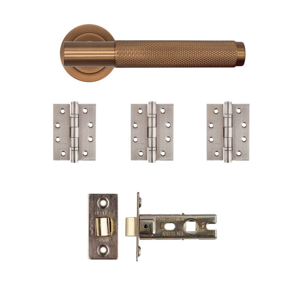Deanta Sparta Latch Door Handle Kit Certifire Dark Rose Gold