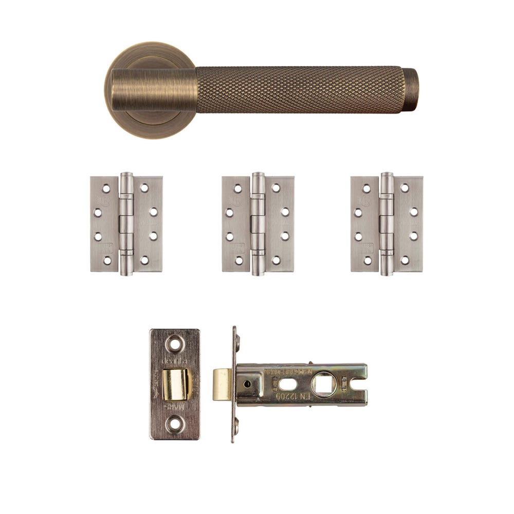 Deanta Sparta Latch Door Handle Kit Certifire Matt Antique Brass