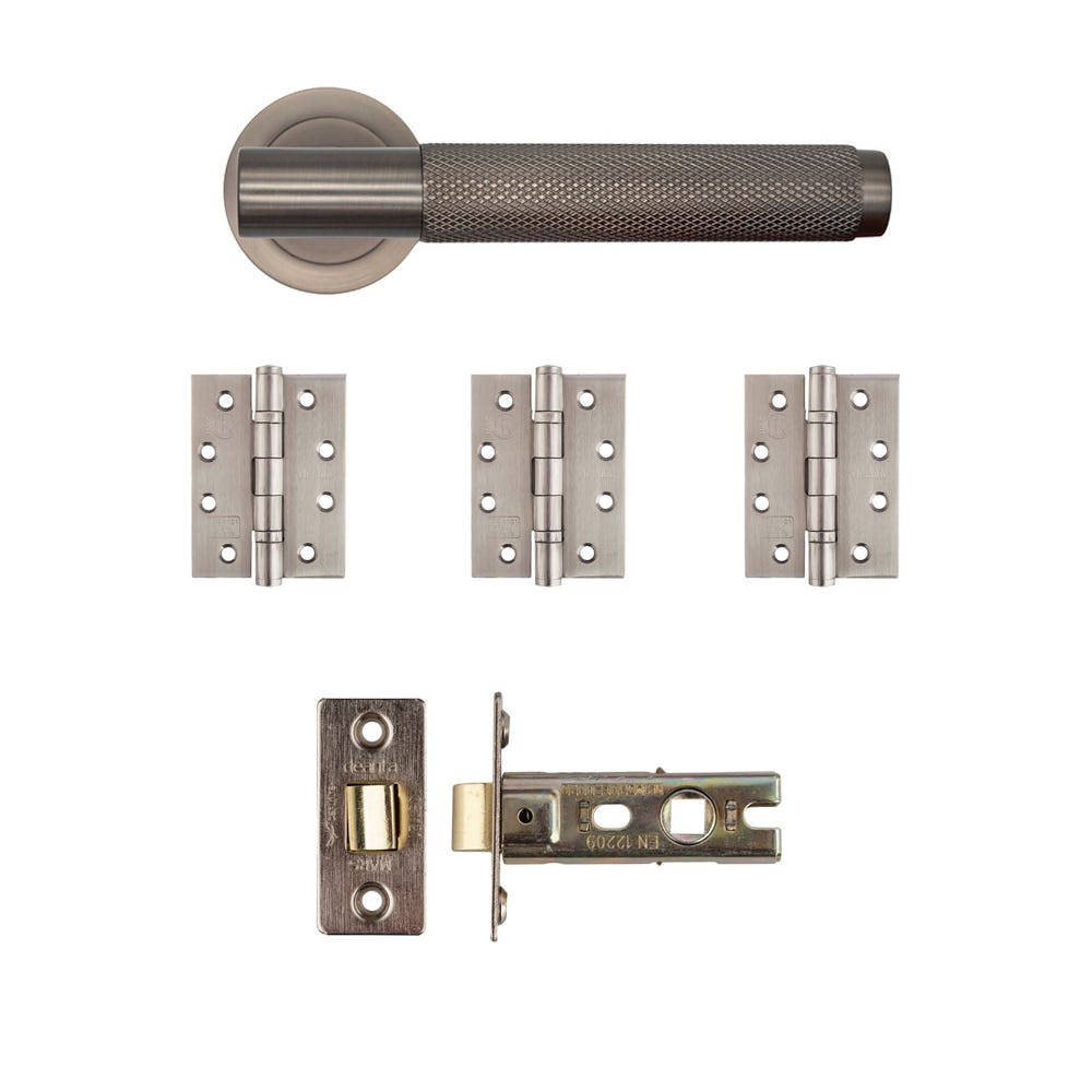 Deanta Sparta Latch Door Handle Kit Certifire Matt Satin Black Nickel