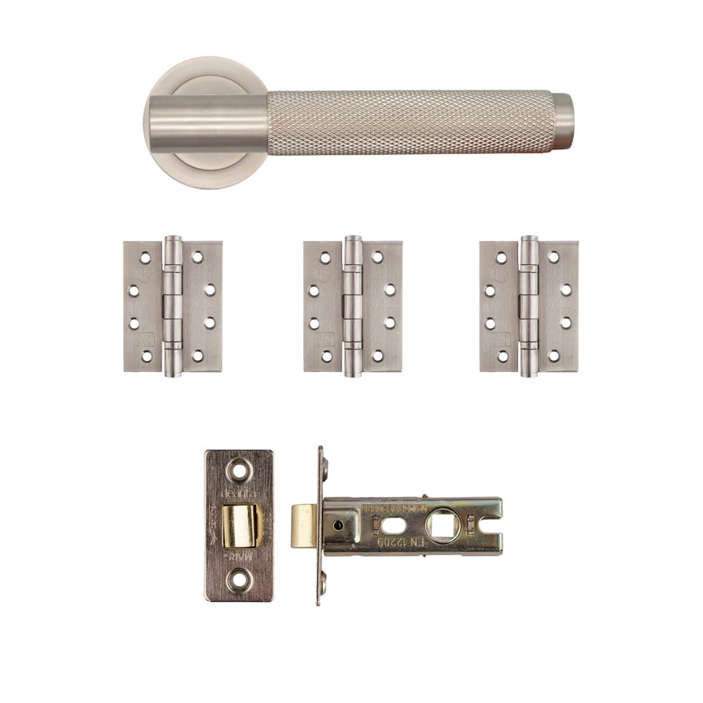 Deanta Sparta Latch Door Handle Kit Certifire Satin Nickel