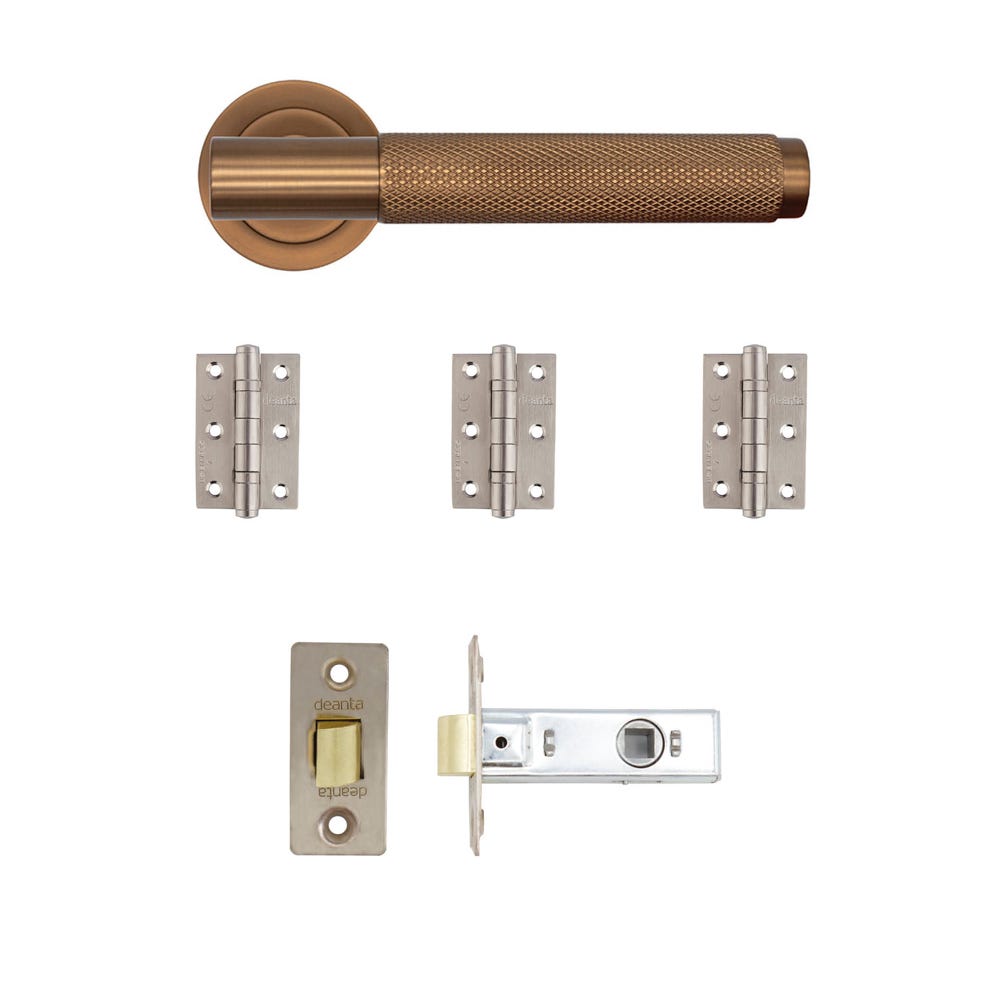 Deanta Sparta Latch Door Handle Kit Dark Rose Gold