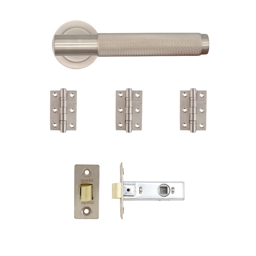 Deanta Sparta Latch Door Handle Kit Satin Nickel