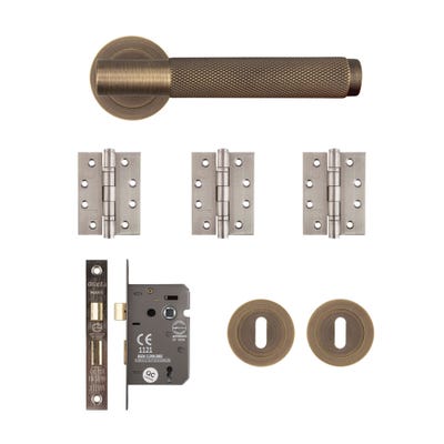 Deanta Sparta Mortice Door Handle Kit Certifire Matt Antique Brass