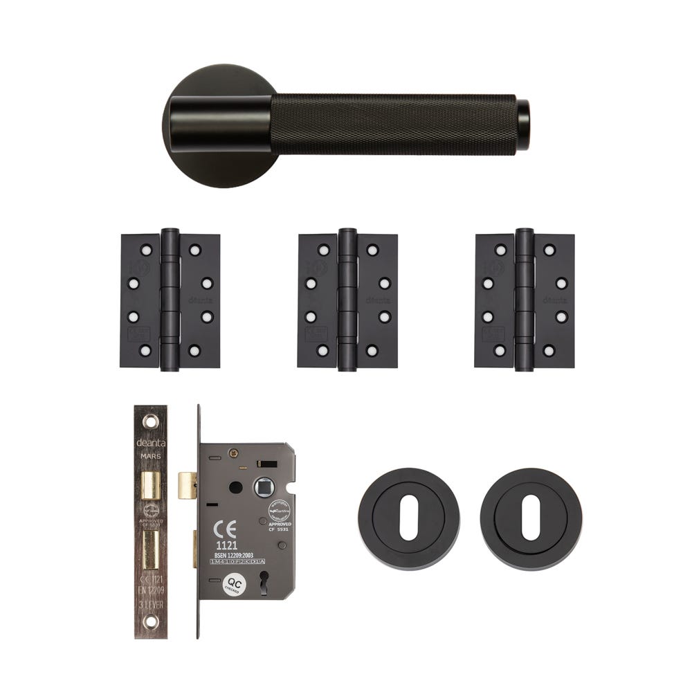 Deanta Sparta Mortice Door Handle Kit Certifire Matt Black