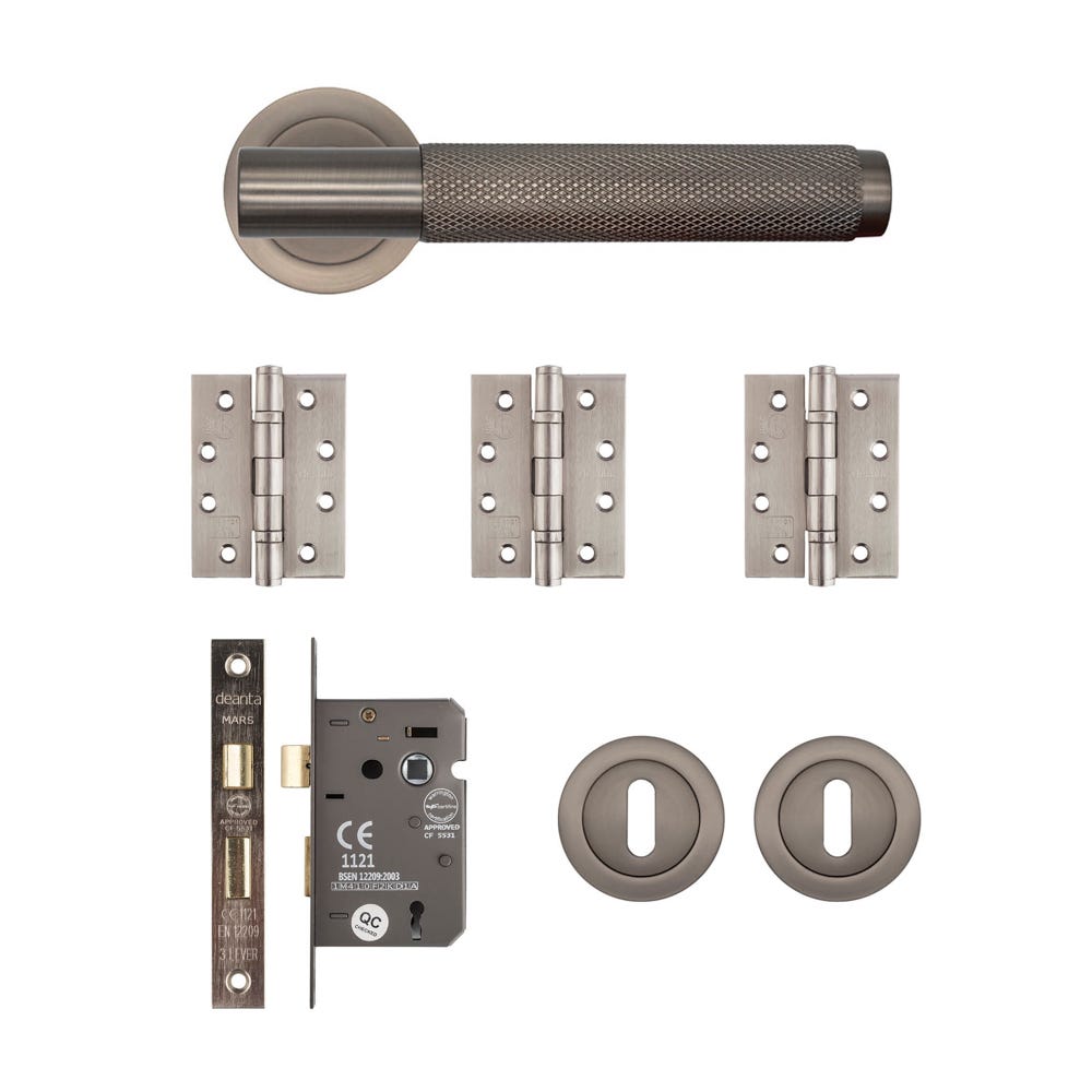 Deanta Sparta Mortice Door Handle Kit Certifire Matt Satin Black Nickel