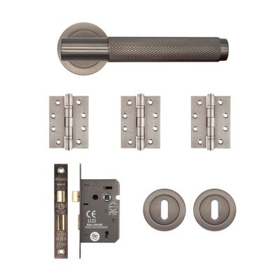 Deanta Sparta Mortice Door Handle Kit Certifire Matt Satin Black Nickel