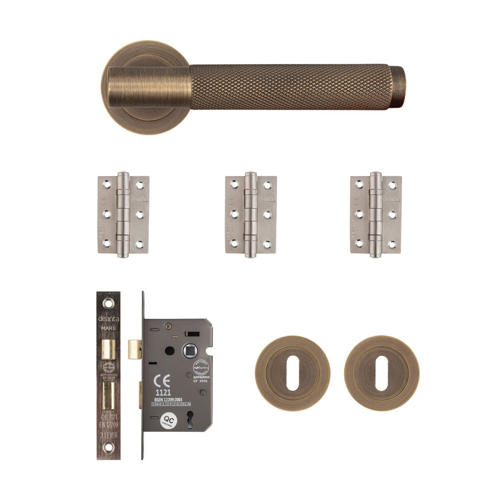 Deanta Sparta Mortice Door Handle Kit Matt Antique Brass