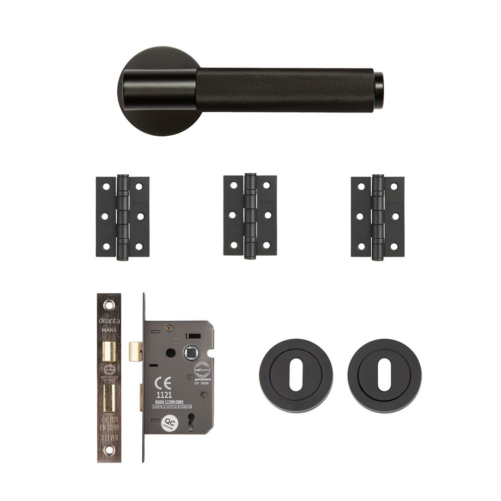 Deanta Sparta Mortice Door Handle Kit Matt Black