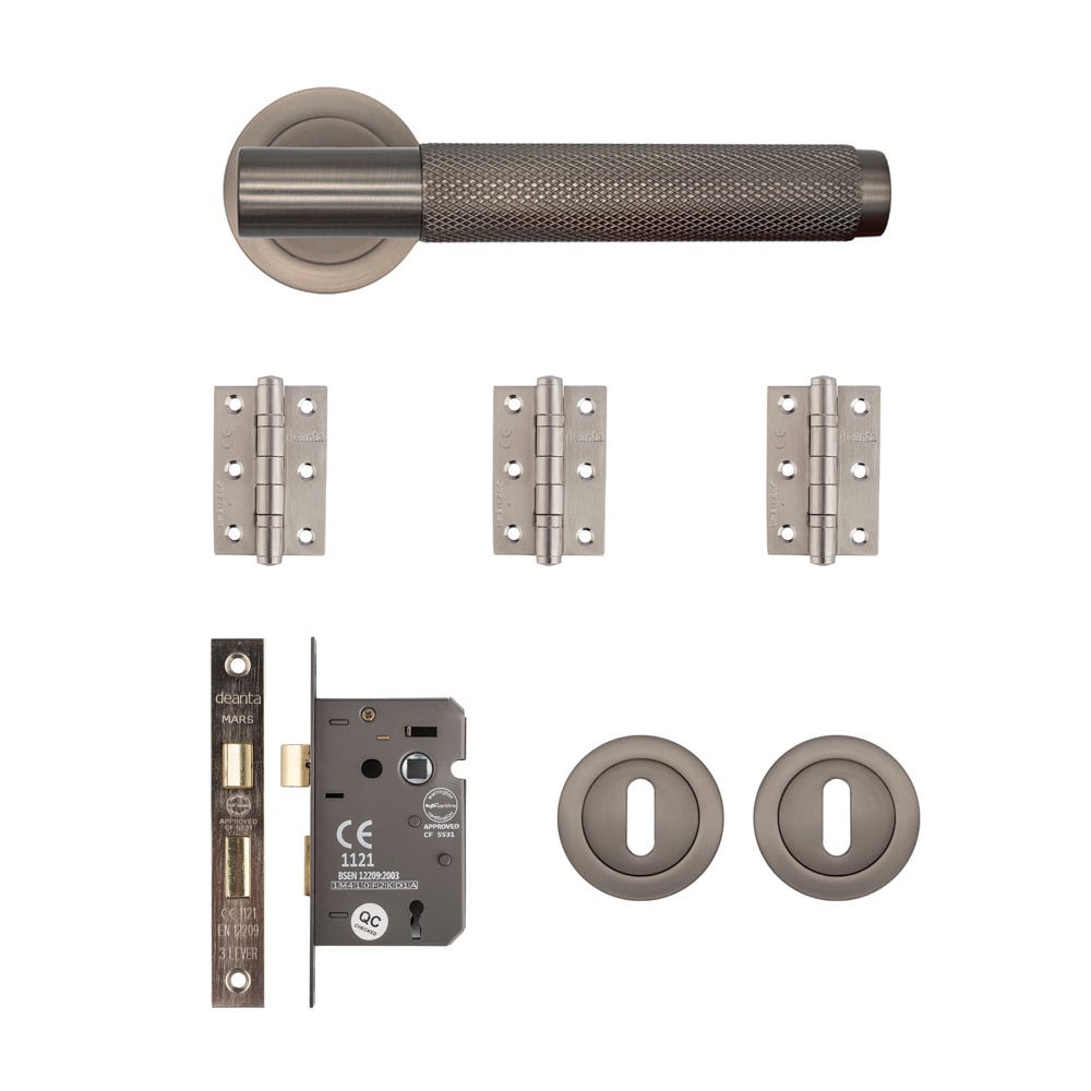 Deanta Sparta Mortice Door Handle Kit Matt Satin Black Nickel