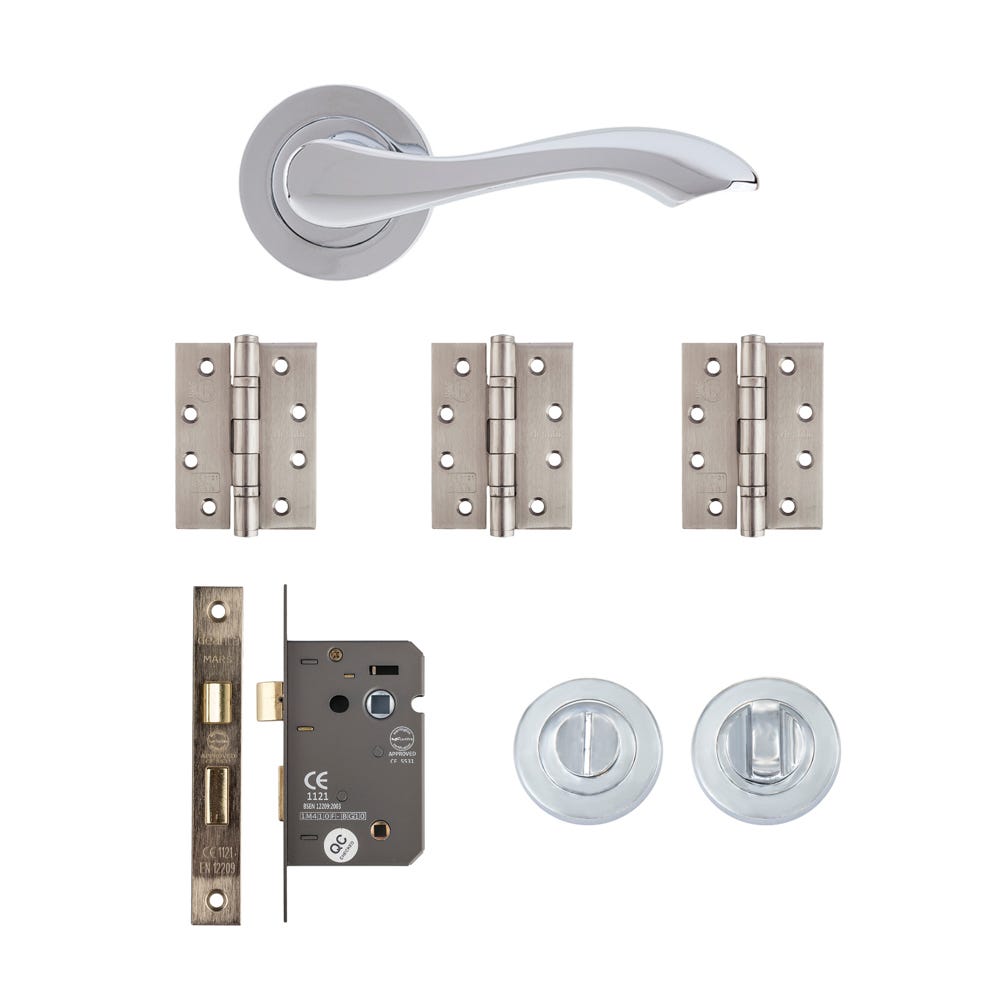 Deanta Veritas Bathroom Door Handle Kit Certifire Polished Chrome
