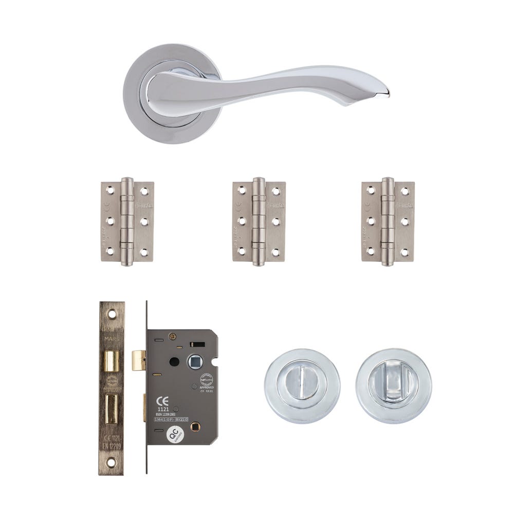 Deanta Veritas Bathroom Door Handle Kit Polished Chrome