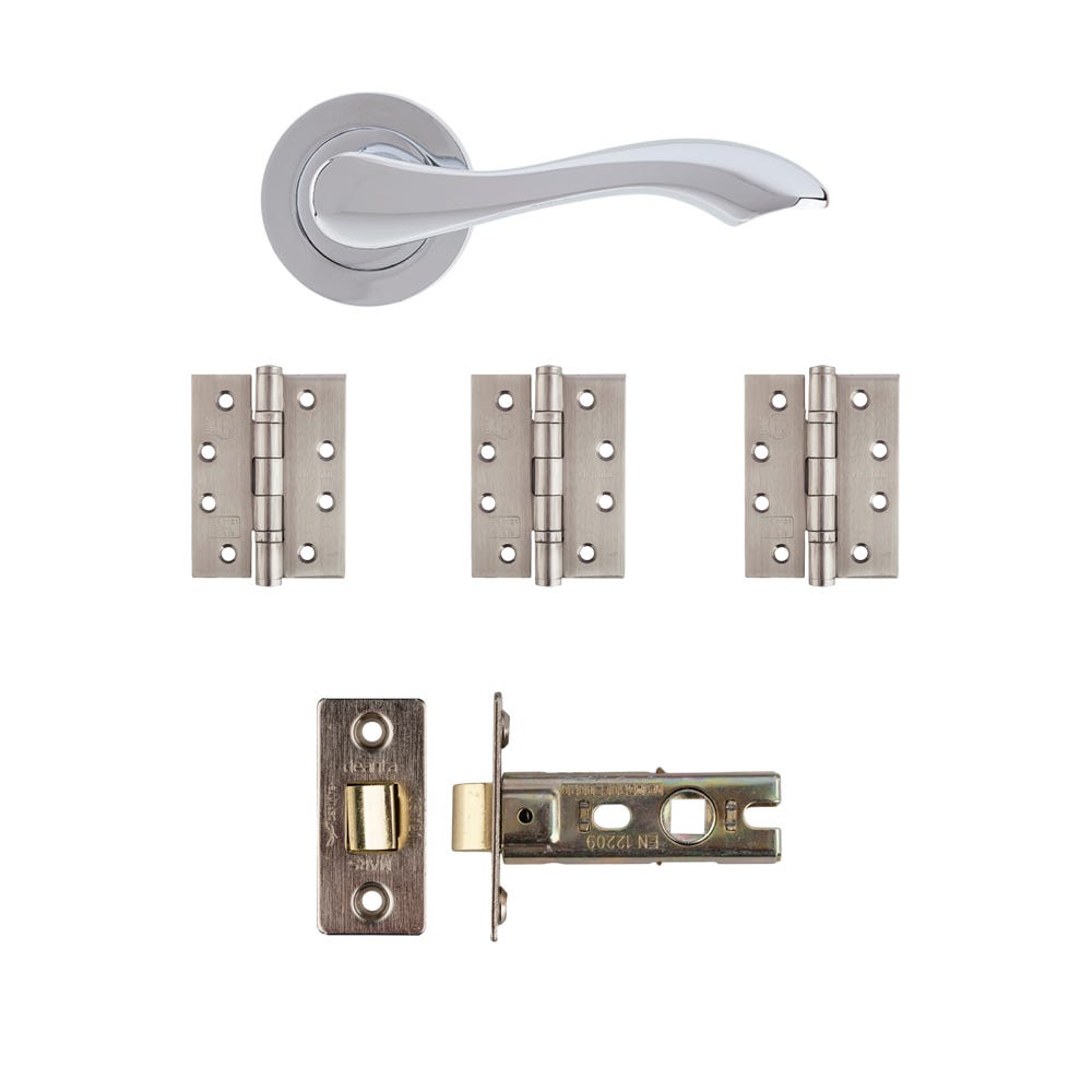 Deanta Veritas Latch Door Handle Kit Certifire Polished Chrome