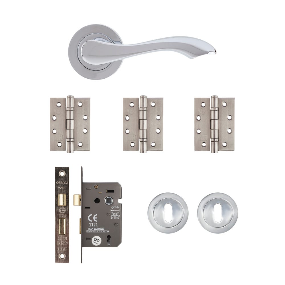 Deanta Veritas Mortice Door Handle Kit Certifire Polished Chrome