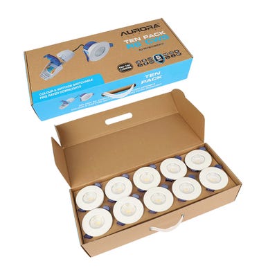 Aurora R6CS 230V 4/6W CCT Fire Rated Downlight AU-R6CWSFF Pack of 10