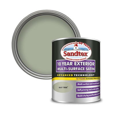 Sandtex 10 Year Multi Surface Satin Exterior Paint Bay Tree 750ml