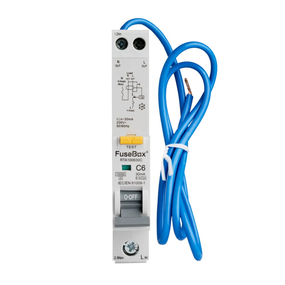 FuseBox RCBO 10kA Single Pole 6A Type A