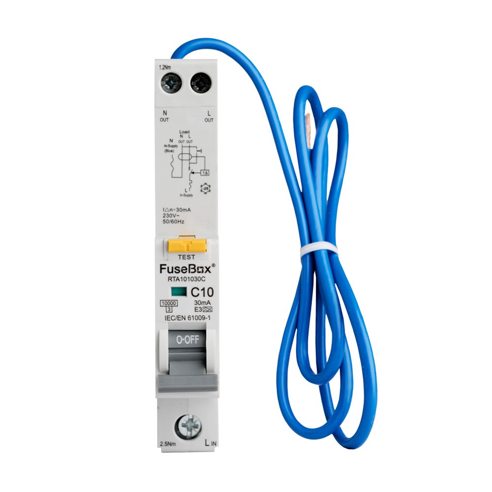 FuseBox RCBO 10kA Single Pole 10A Type A