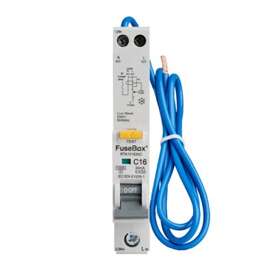 FuseBox RCBO 10kA Single Pole 16A Type A