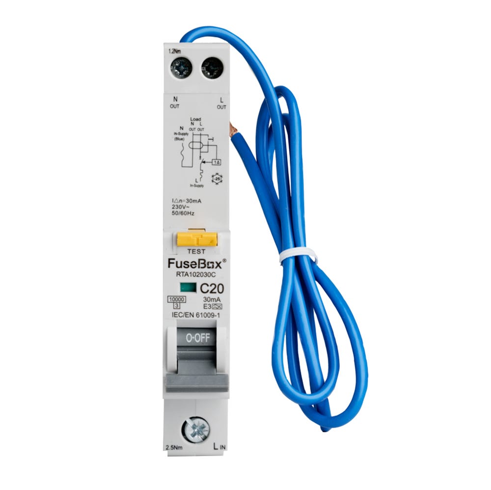 FuseBox RCBO 10kA Single Pole 20A Type A