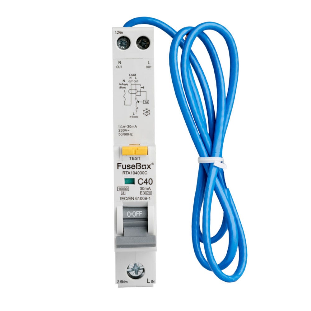 FuseBox RCBO 10kA Single Pole 40A Type A
