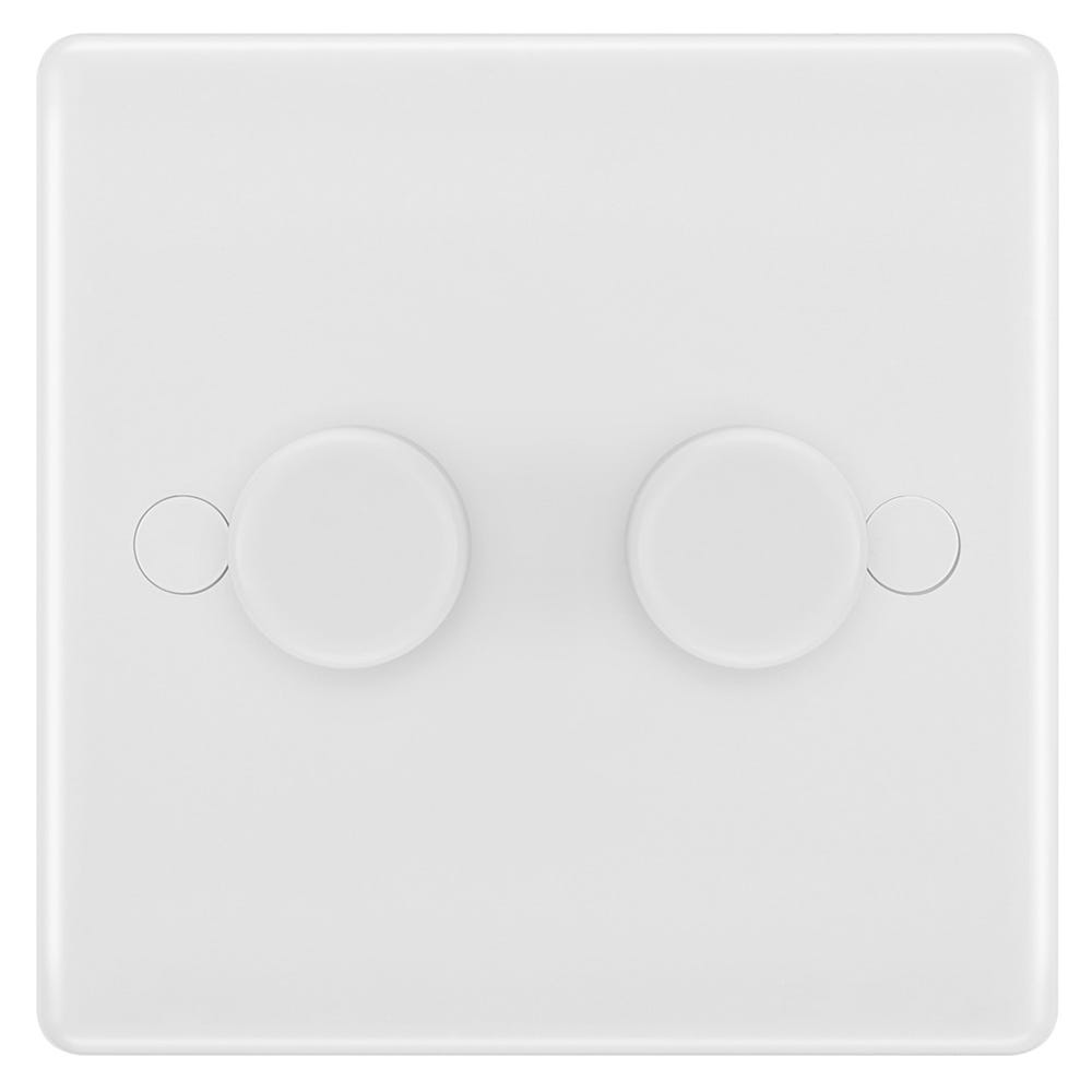 BG 150W 2 Gang 2 Way Push Master Smart Dimmer Switch White 881