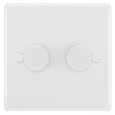 BG 150W 2 Gang 2 Way Push Master Smart Dimmer Switch White 881