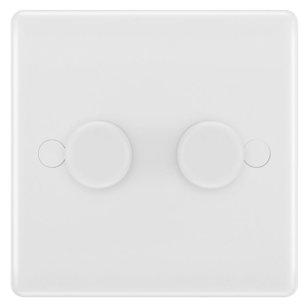 BG 150W 2 Gang 2 Way Push Secondary Smart Dimmer Switch White 881