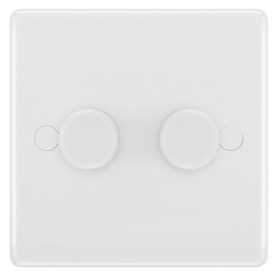 BG 150W 2 Gang 2 Way Push Secondary Smart Dimmer Switch White 881