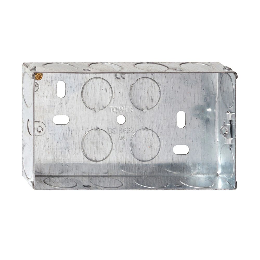 Tower 2 Gang 25mm Metal Back Box DB163