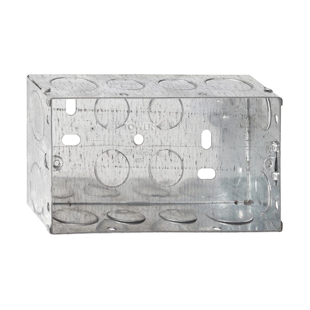 Tower 2 Gang 47mm Metal Back Box DB168