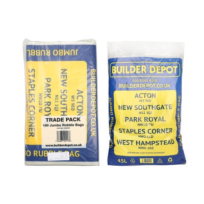 45L Jumbo Builder Depot Rubble Bags 560mm x 890mm Pack of 100