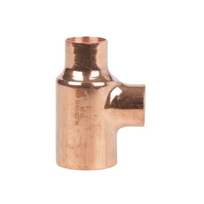 End Feed Reducing Tee 22mm x 15mm x 15mm