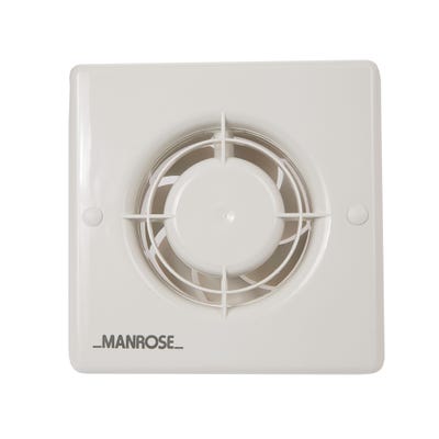 Manrose 100mm / 4'' White Timer Extractor Fan Bathroom Toilet