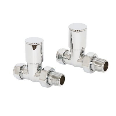 Towel Warmer Modern 15mm Straight Radiator Valve Chrome  - Pair