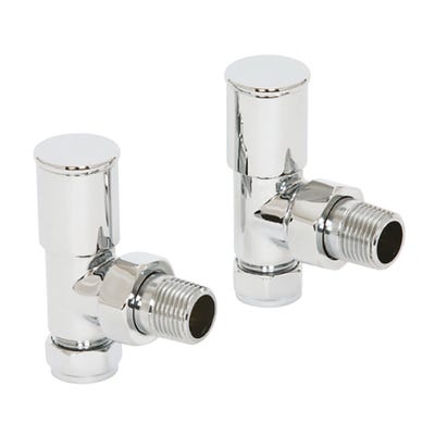 Towel Warmer Modern 15mm Angled Radiator Valve Chrome  - Pair