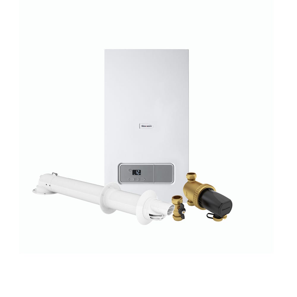 Glow Worm Energy 30KW Combi Boiler Pack with Horizontal Flue & 22MM Filter