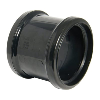 110mm FloPlast Soil Coupling Double Socket Black