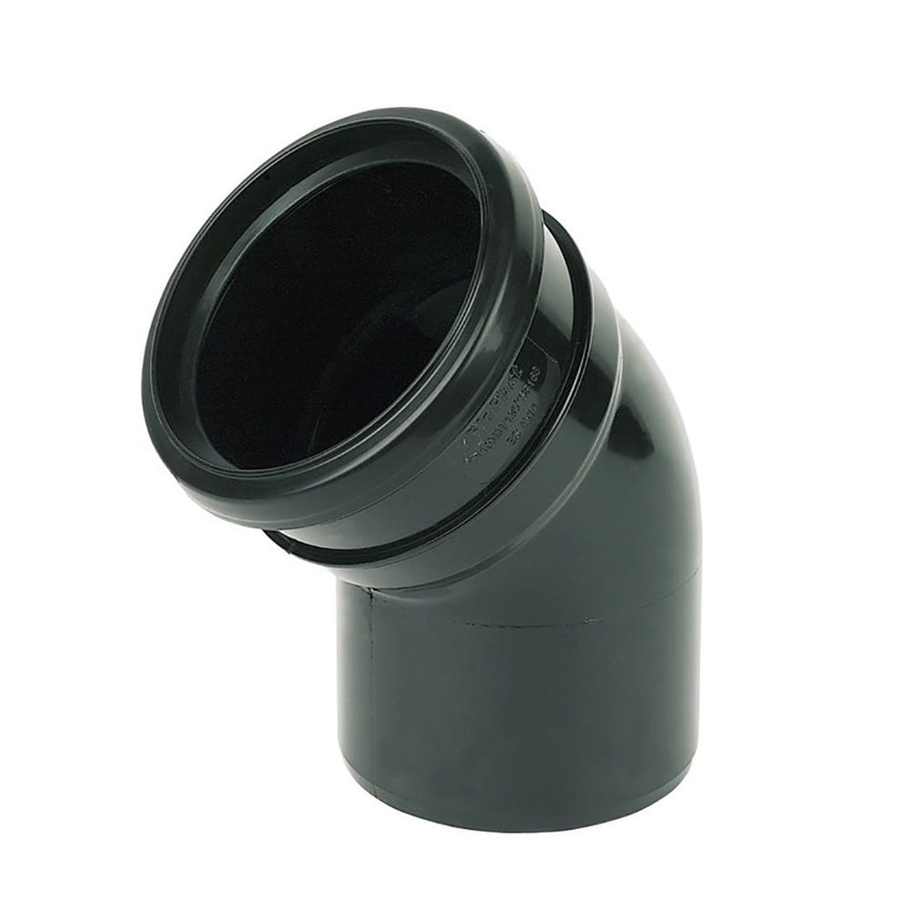 110mm FloPlast Soil 135° (45°) Bend Single Socket Black