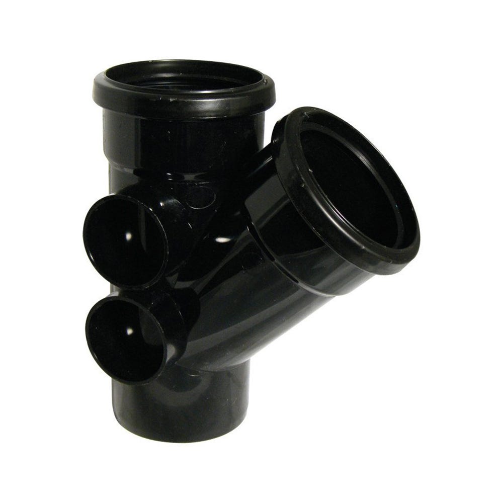 110mm FloPlast Ring Seal Soil 135° (45°) Branch Double Socket Black