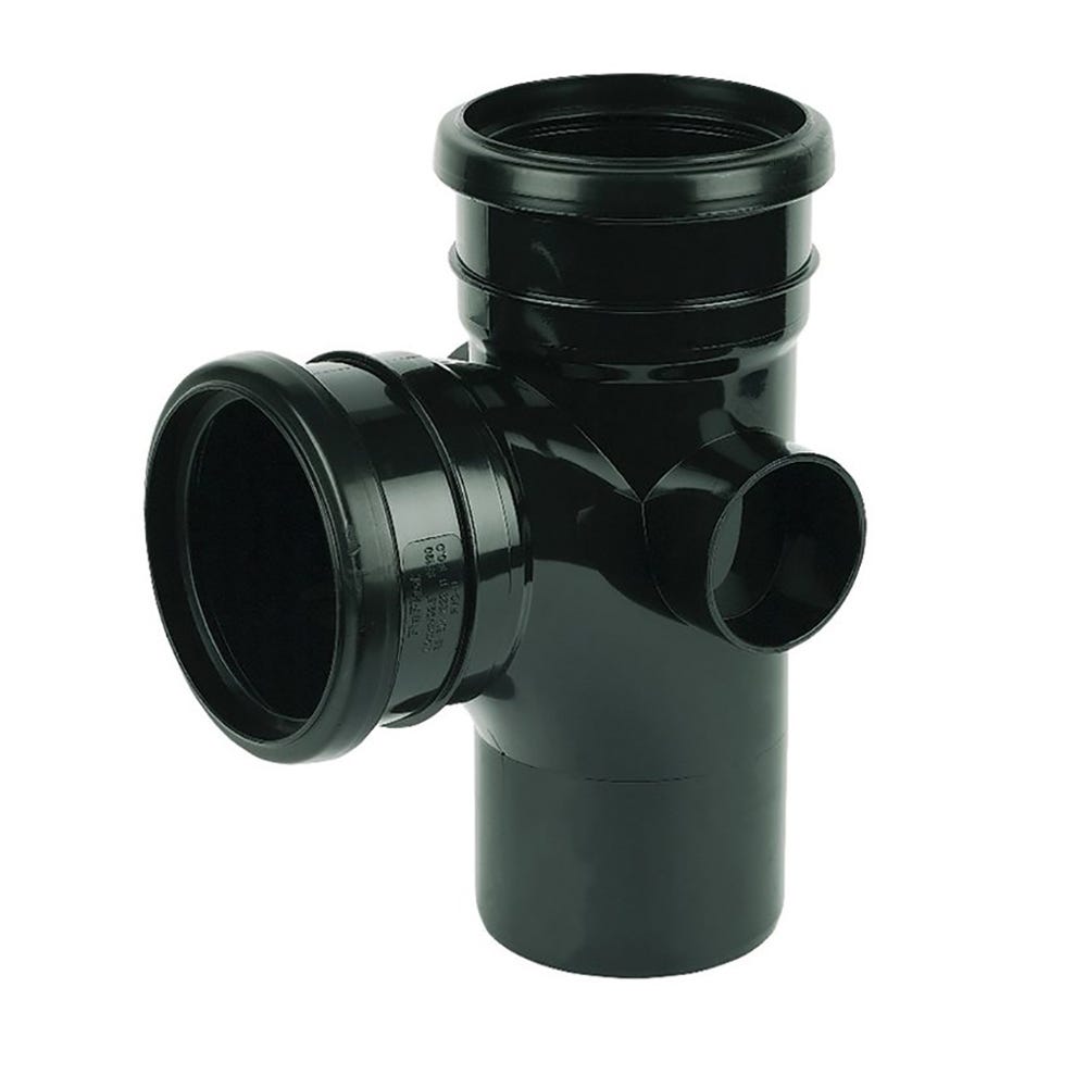 Image of 110mm Floplast Soil 92.5° (87.5°) Equal Branch Double Socket Black