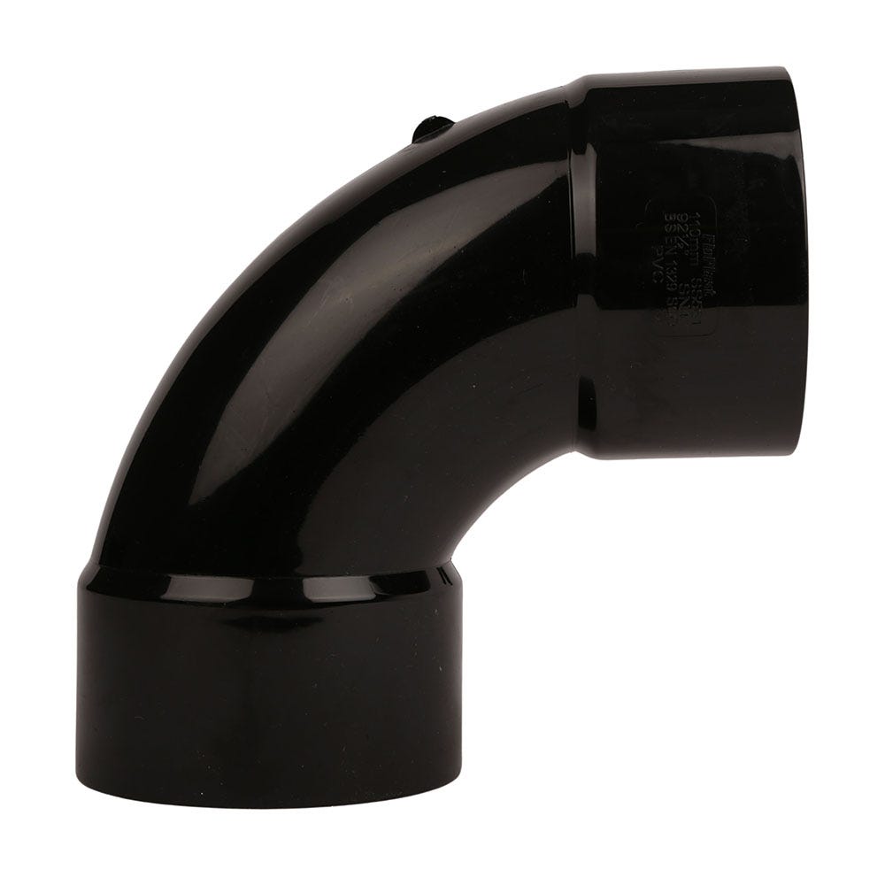 110mm FloPlast Solvent Soil 92.5° (87.5°) Bend Double Socket Black
