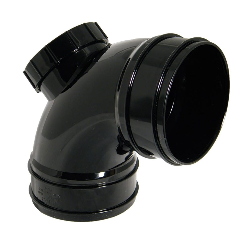 Image of 110mm Floplast Solvent Soil 92.5° (87.5°) Access Bend Double Socket Black