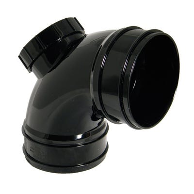 110mm FloPlast Solvent Soil 92.5° (87.5°) Access Bend Double Socket Black