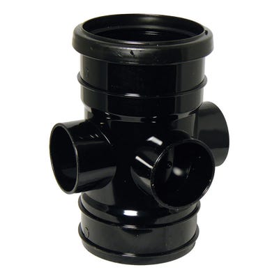110mm FloPlast Solvent Soil Boss Pipe Socket Black
