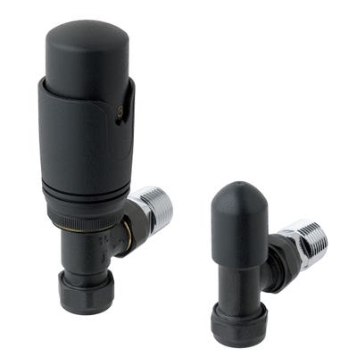 Eastbrook 15mm Angled TRV Radiator Valve & Lockshield Matt Anthracite
