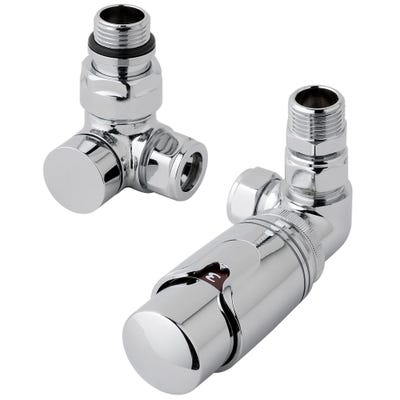 Eastbrook 15mm Corner TRV Radiator Valve & Lockshield Chrome