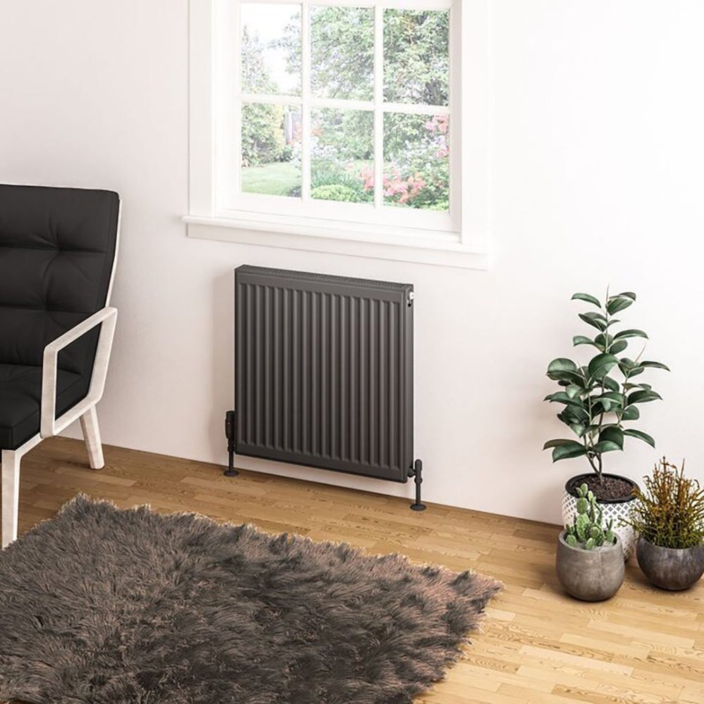 Compact Type 11 Single Panel Matt Anthracite Radiator 600 x 600mm