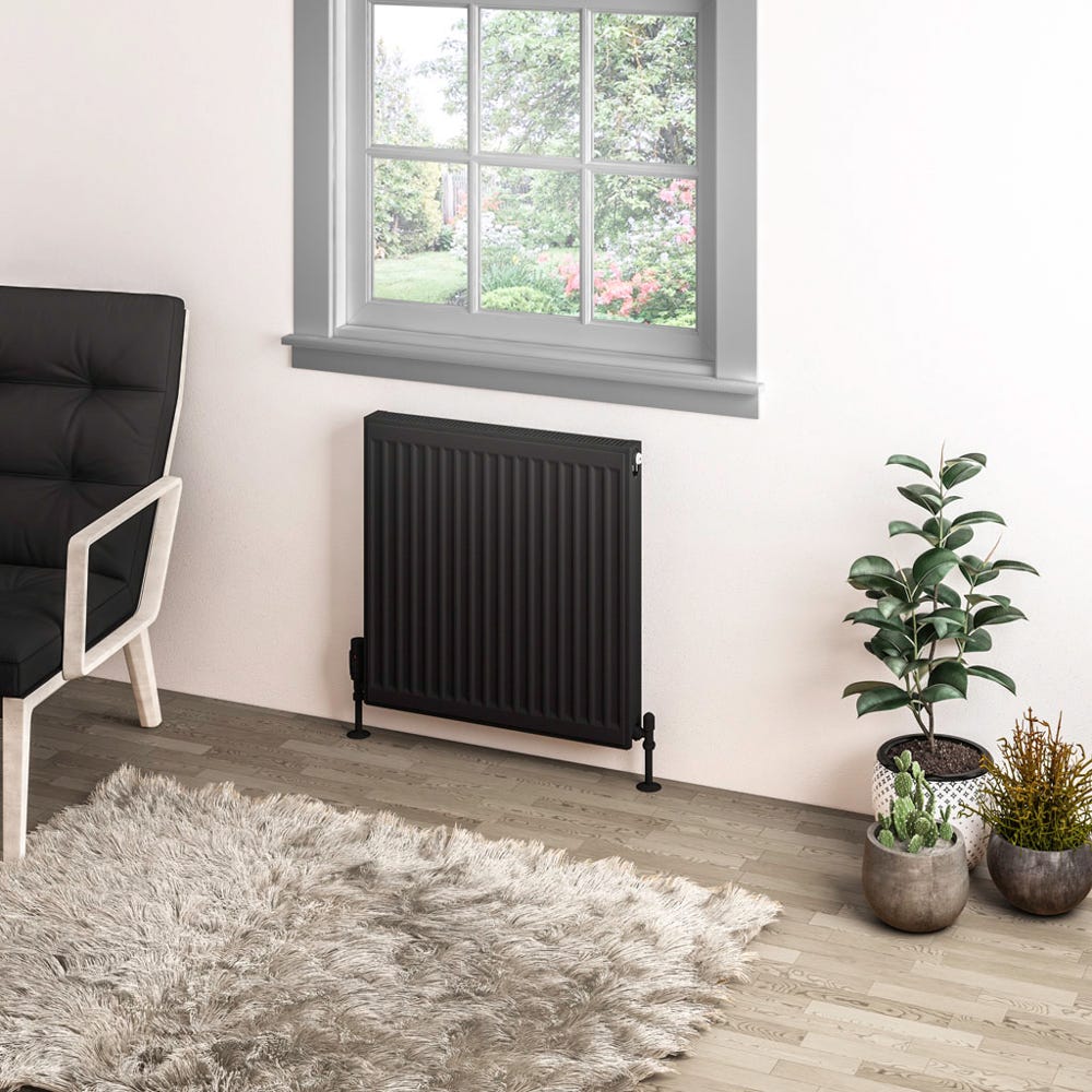 Compact Type 11 Single Panel Matt Black Radiator 600 x 600mm