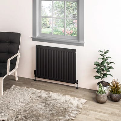 Compact Type 11 Single Panel Matt Black Radiator 600 x 800mm