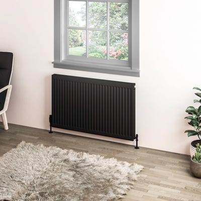 Compact Type 11 Single Panel Matt Black Radiator 600 x 1000mm